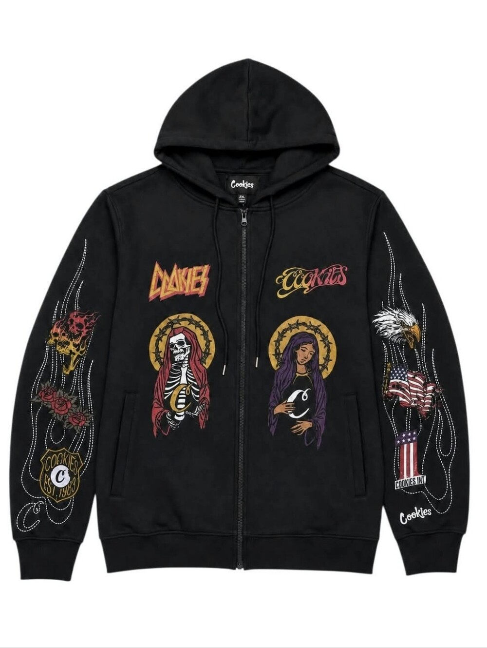 Cookies Highway Graphic Zip Up Hoodie Black Men's 2XL NWT